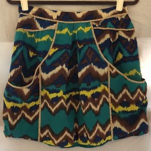 Anthropologie Lily Bordered Bolts silk skirt